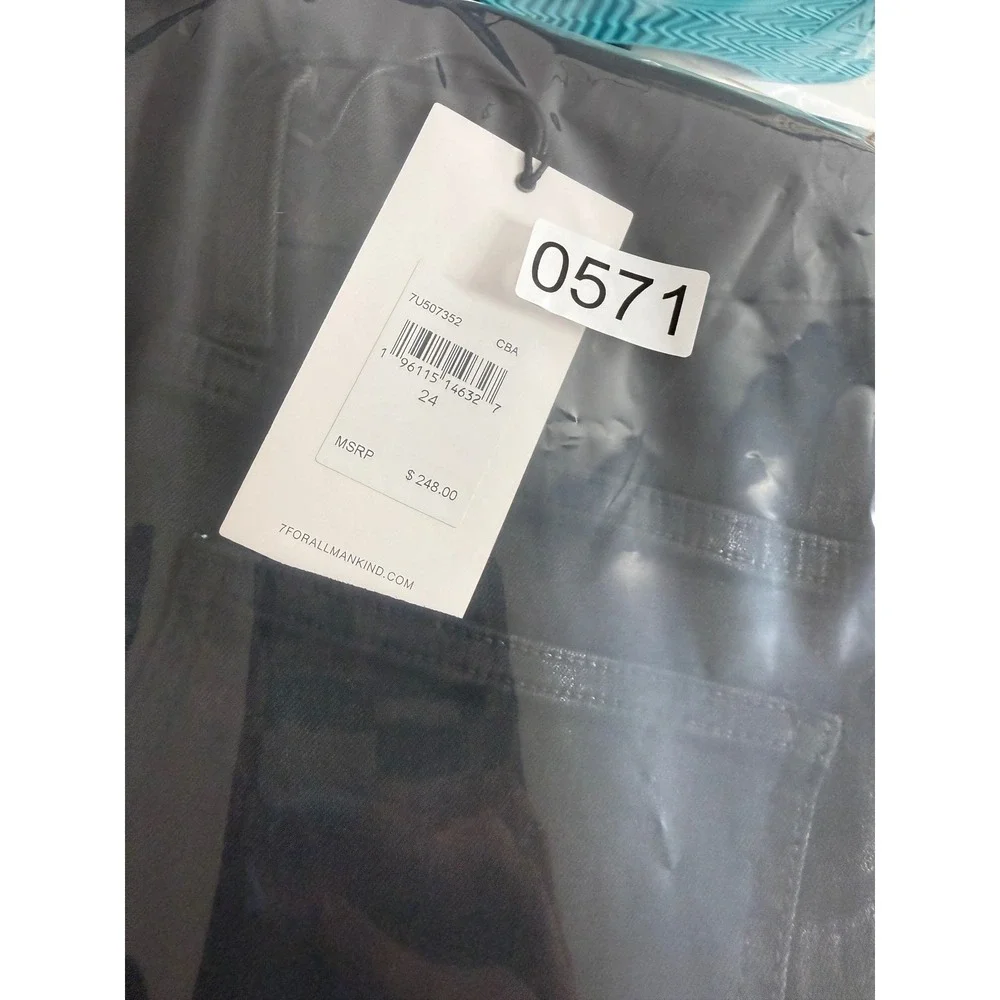 7 For All Mankind Womens jeans High Rise Coated Slim Bootcut Black Size 24 x 34